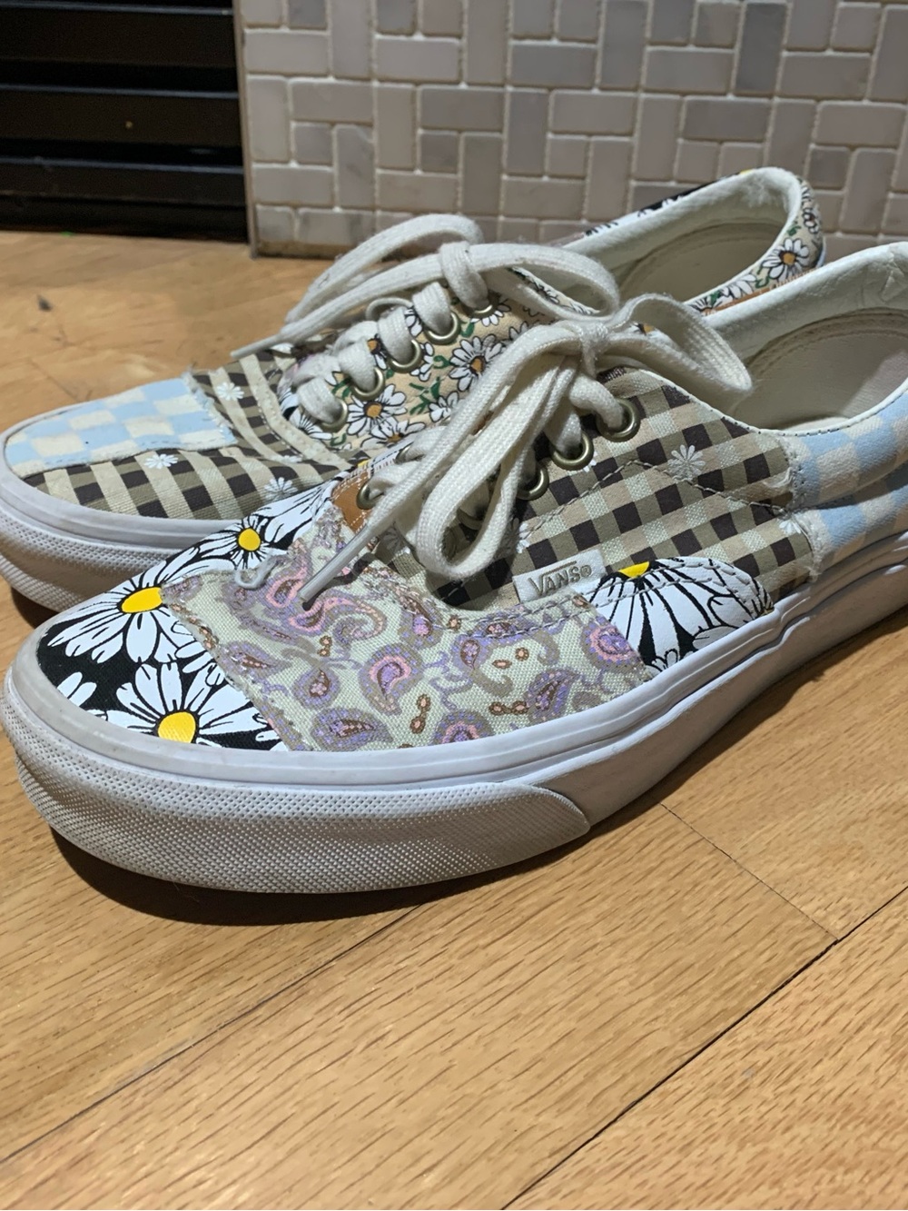 Vans Multi-Pattern Canvas Lace-Up Sneakers — Floral & Check
